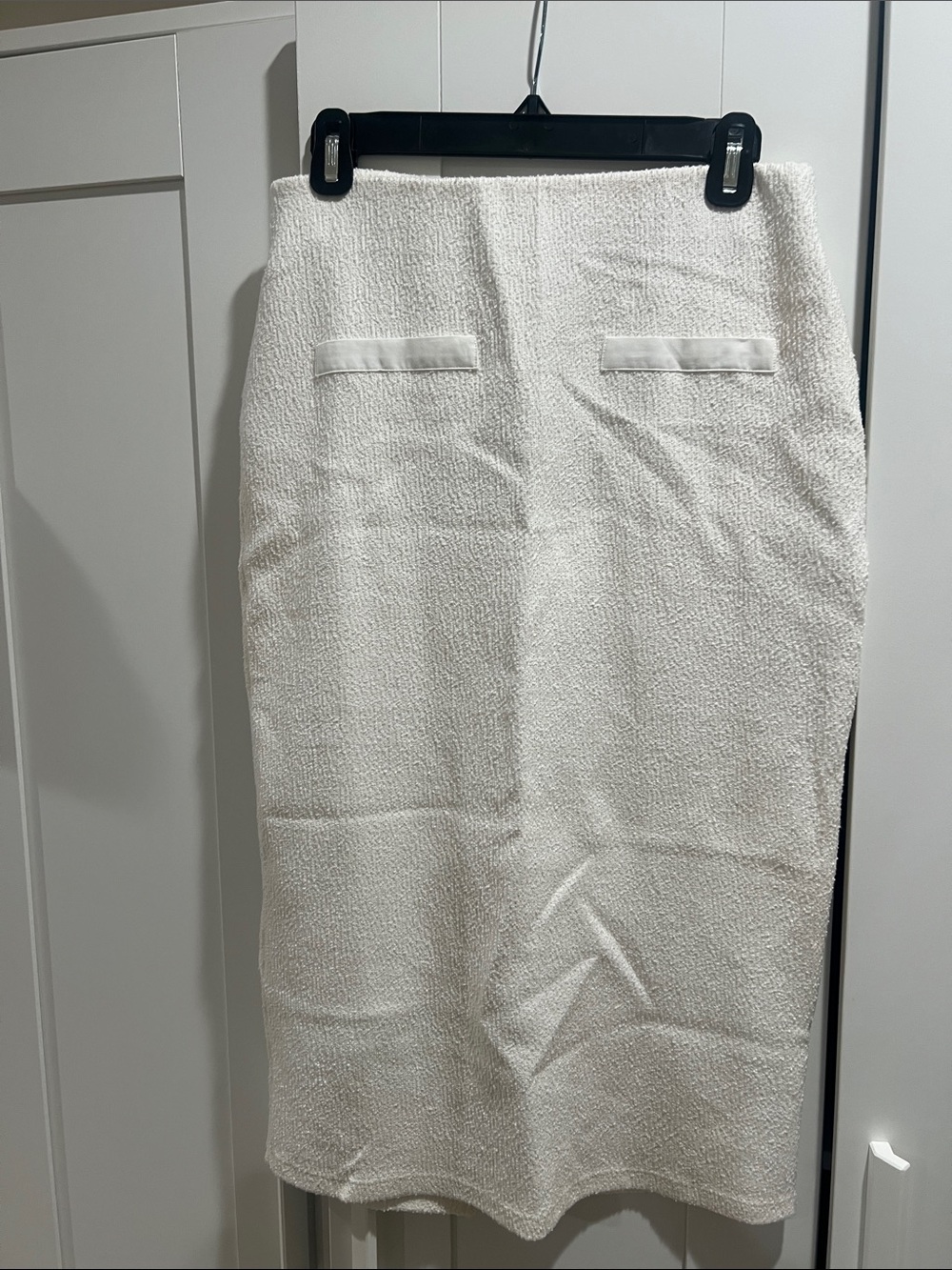 Zara White Textured Pencil Skirt